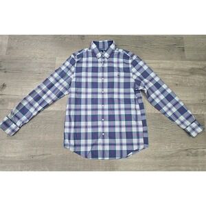 Vineyard Vines Slim Fit Shirt Button Down Medium Mens Whale Plaid Blue White Red